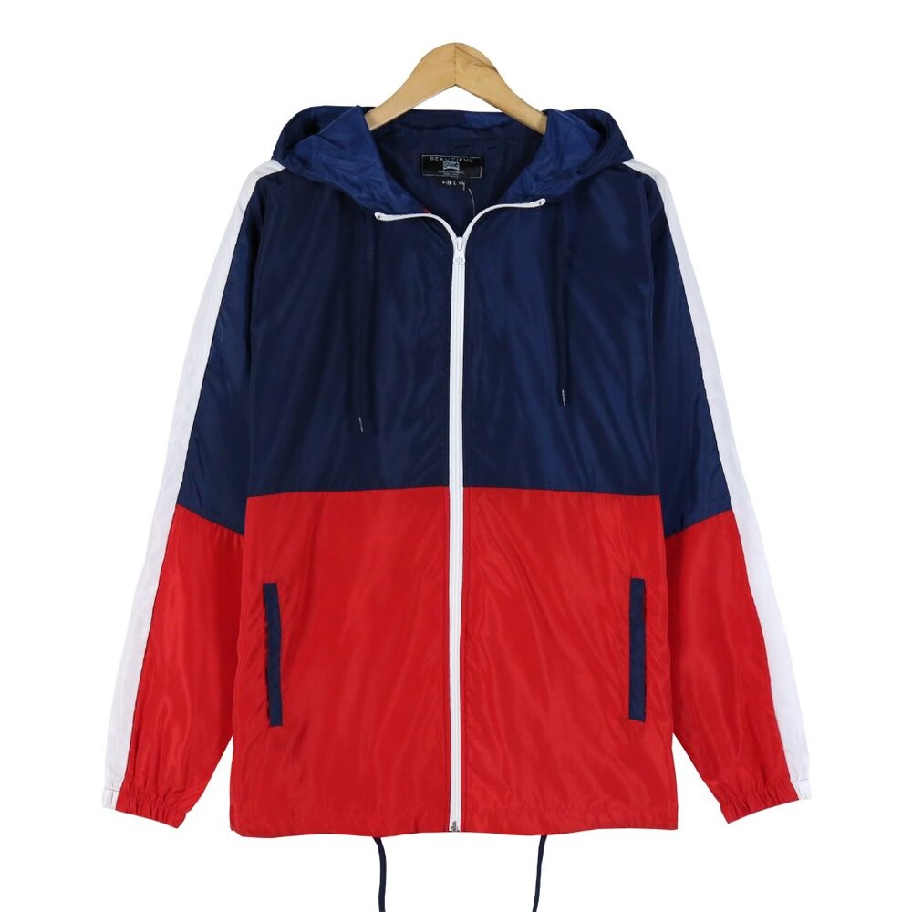 Men's Two Tone Windbreaker Hooded Jacket Outwear Size S